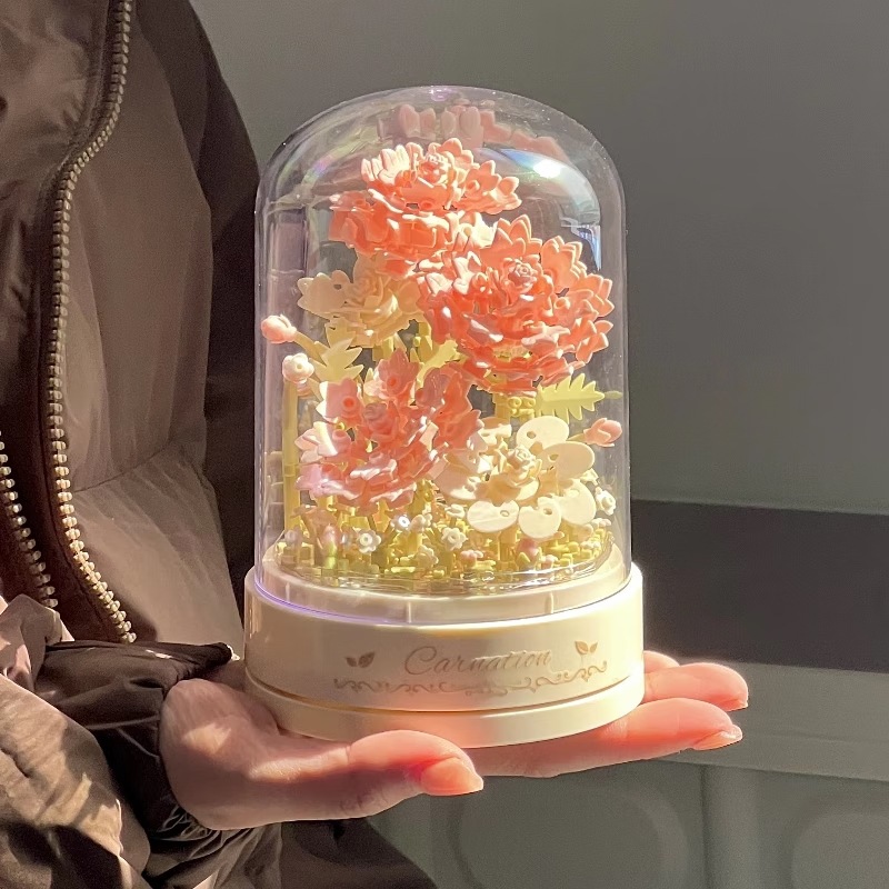 永生积木花束拼装玩具玫瑰花盆栽高颜值手工diy送女生情人节礼物