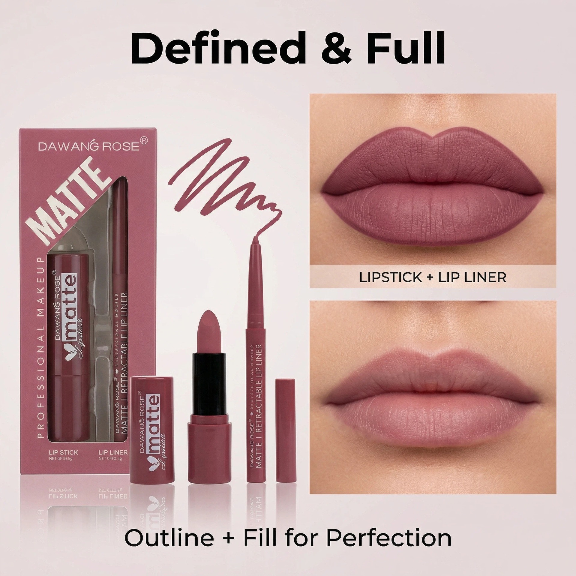 Set de pintalabios velvet matte y perfilador de labios estilo_voghion.com