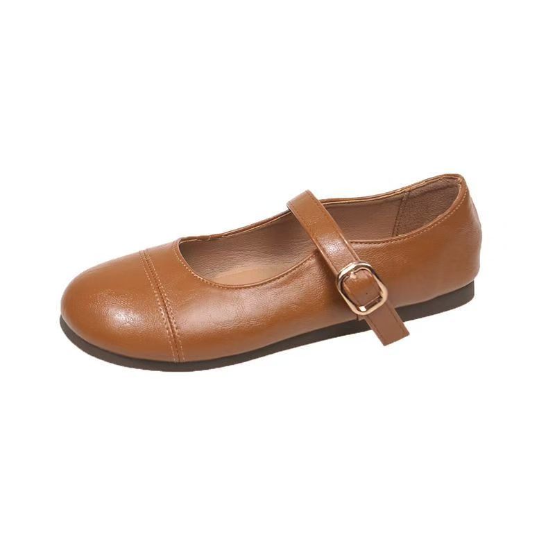 Zapatos de cabeza redonda cómodos con suela plana 2026 primavera nuevos zapatos de cuero suaves casuales retrógrados zapatos de mujer preciosa