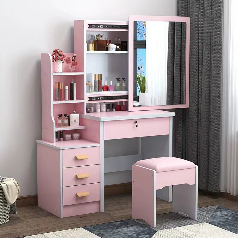 La explosión transfronteriza de la mesa de tocador de nuevo dormitorio pequeño tipo de mesa de maquillaje tipo tablero de mesa de maquillaje en una sola mesa de maquillaje espejo push-pull mesa de maquillaje