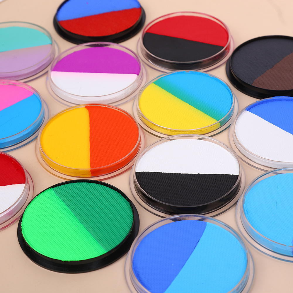 30g de gran capacidad doble color pigmento de pintura corporal soluble en agua para niños pintura facial maquillaje festivo