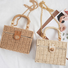 韩版ins风时尚潮流纸绳草编包 手拎包日常百搭休闲包拍照可爱女包