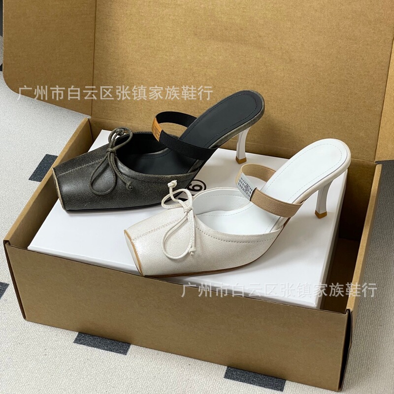2026 Spring/Summer New Women's Genuine Leather High Heels Square-Toe Sandals with Straps, Thin Heels, Closed-Toe Half-Mules, Retro Mules 2026 Spring/Summer New Women's Genuine Leather High Heels Square-Toe Sandals with Straps, Thin Heels, Closed-Toe Half-Mules, Retro Mules