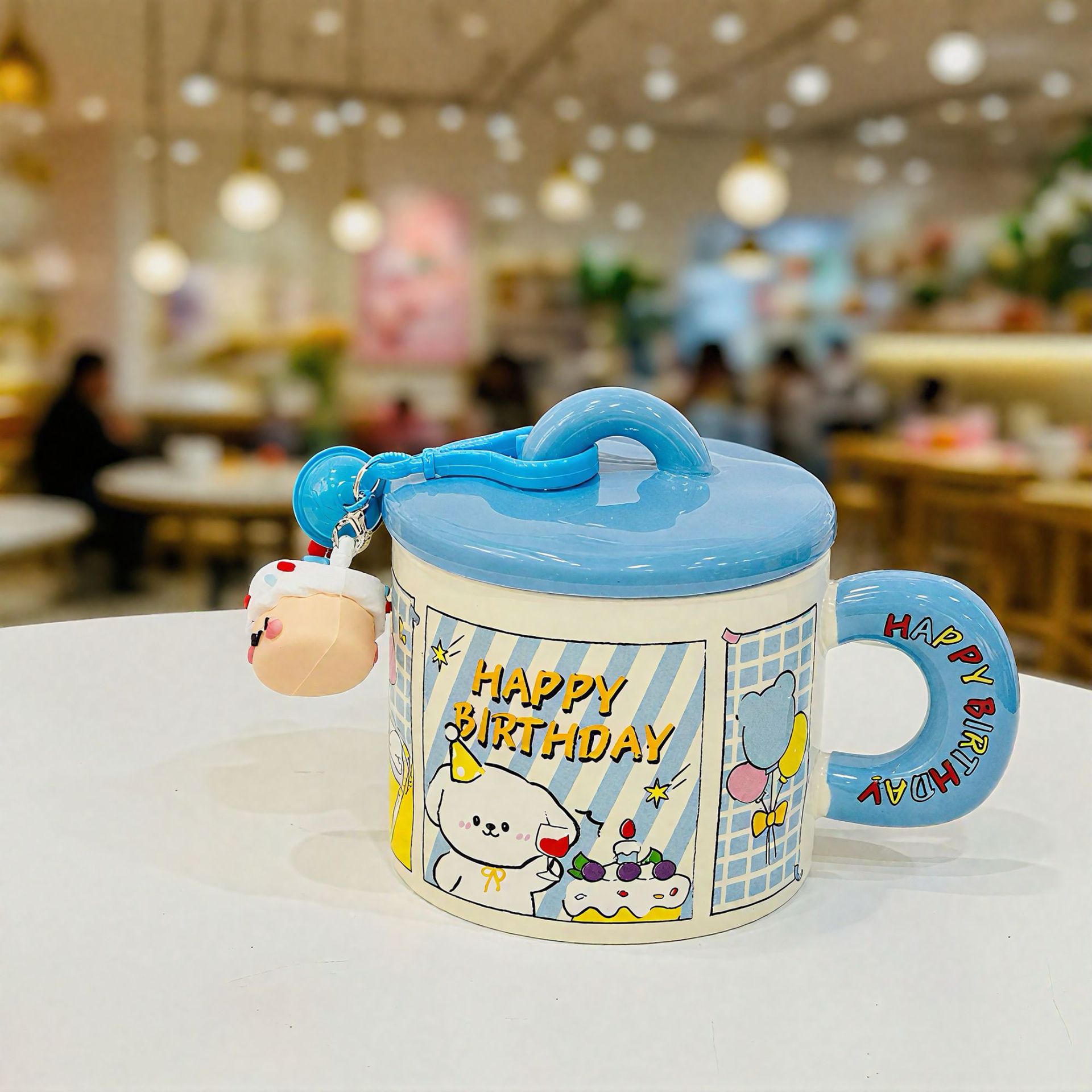 Hochwertige, niedliche Mädchentasse mit Deckel und Löffel, praktisches Geburtstagsgeschenk für beste Freundinnen, Keramiktasse_voghion.com