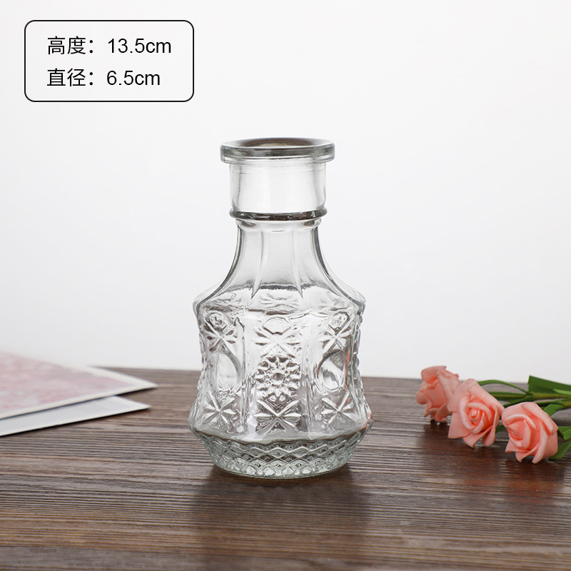 Estilo Europeo Retro Luz de lujo de cristal alivio pequeño florero de agua transparente florero decoración del hogar mini florero