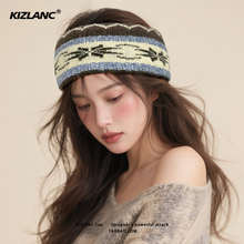 格纹发带四季外贸针织发带韩版尔岛风头带秋冬宽毛线时尚发箍头巾