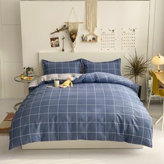 Ins-style fresh and simple pure cotton four-piece set, 40-count all-cotton twill duvet cover, student dormitory three-piece bedding set, bedclothes