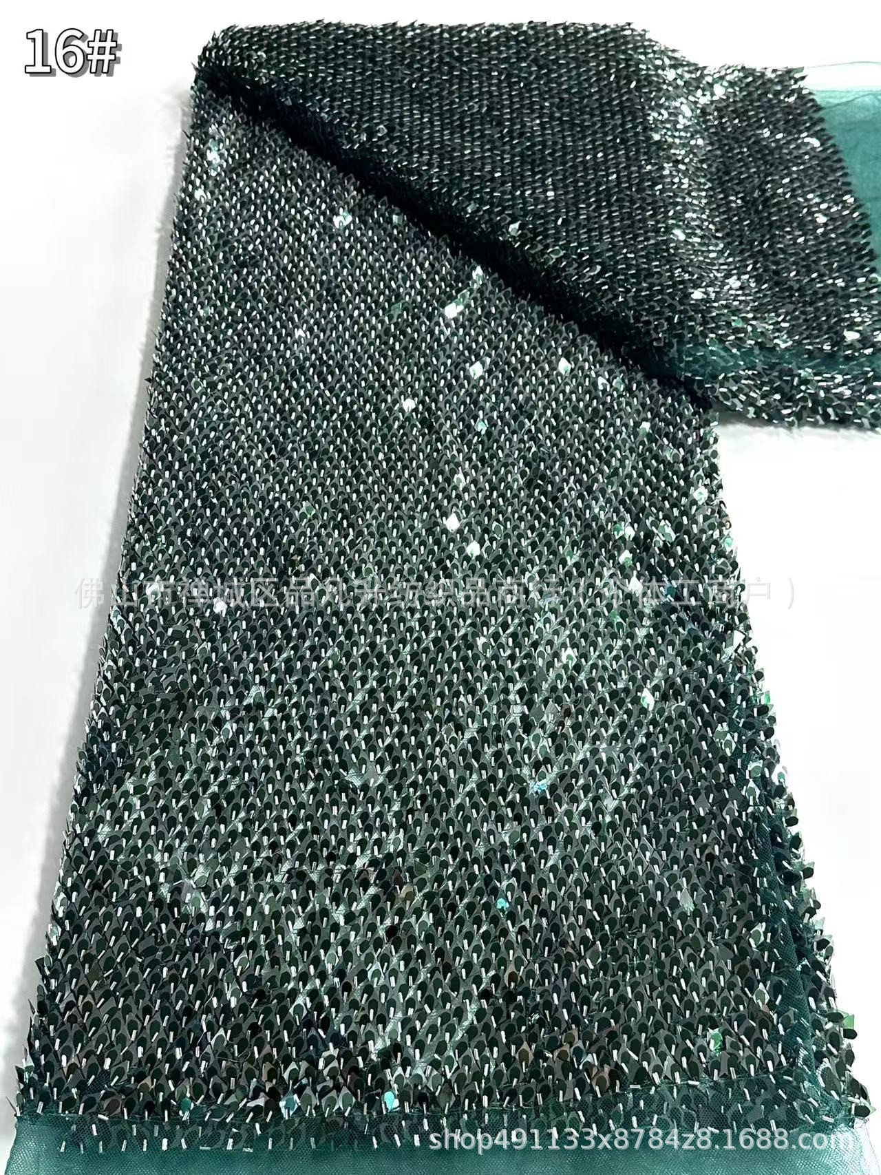 Fabricante al por mayor escamas de pescado sequin bordado tela cena brindis vestido de baile vestido de fiesta tela