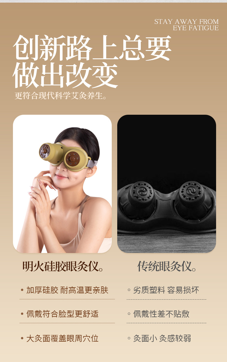 Eye Moxibustion Device Silicone Eye Moxa Box with Aged Moxa Sticks for Home Warm Eye Care in use