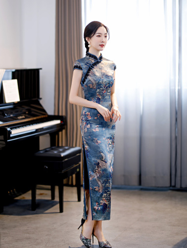 Women Chinese dresses Qipao Dresses stand collar retro performance Qipao Dresses 