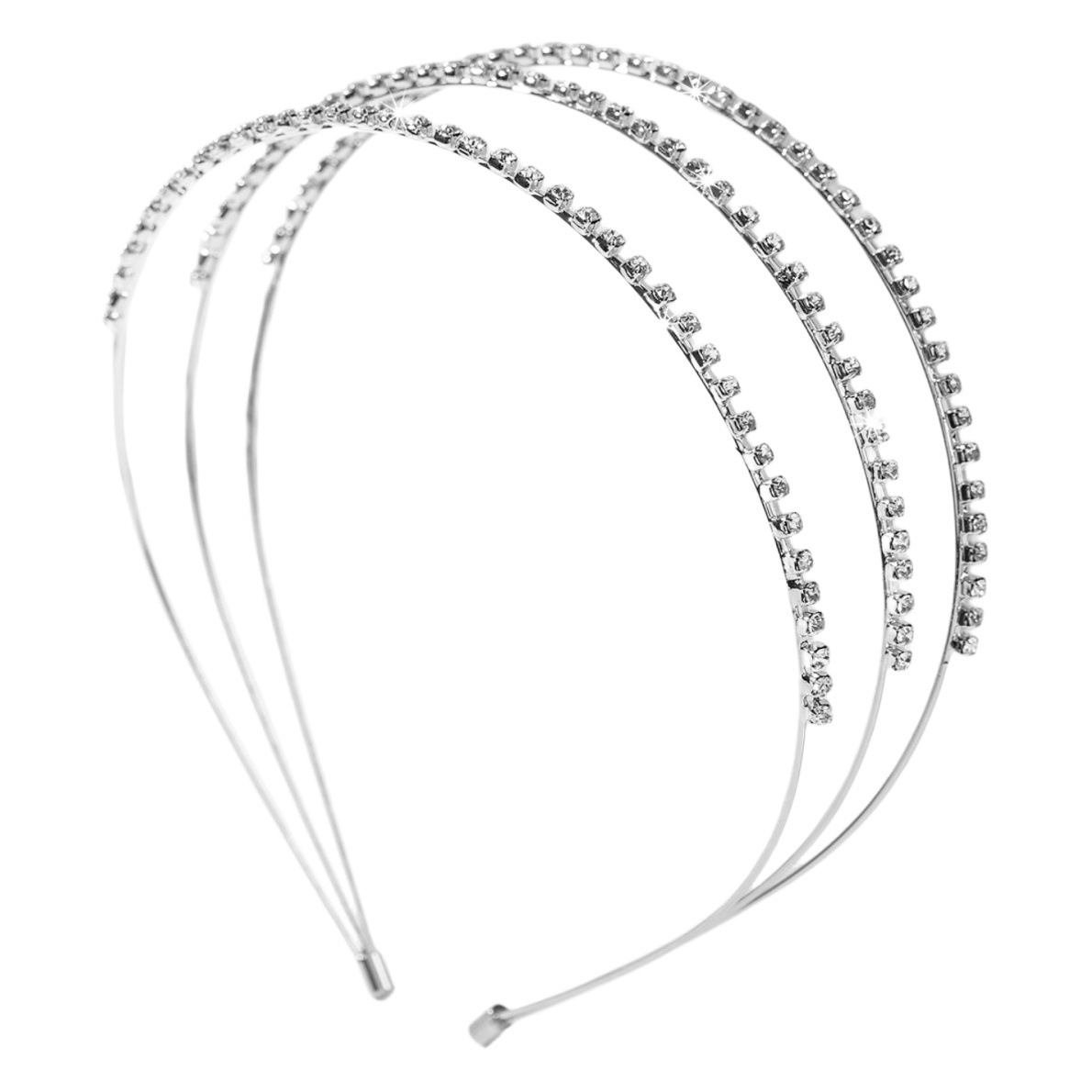 Sombreros y accesorios para el cabello de estilo coreano para mujeres, venta al por mayor, diadema dulce con diamantes de imitación, diadema con cadena de garra de cristal brillante, diadema de tres capas al por mayor