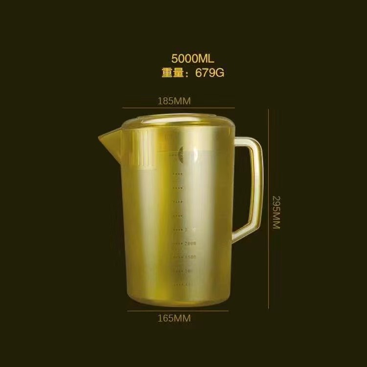 Botella de agua fría de plástico gran capacidad con escala para té y bebidas comerciales