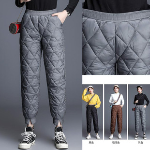 Down Cotton Pants Women's Outer Wear 2025 Winter New Thickened Warm Pants Slimming Tilt Pants High Waist Loose Casual Pants