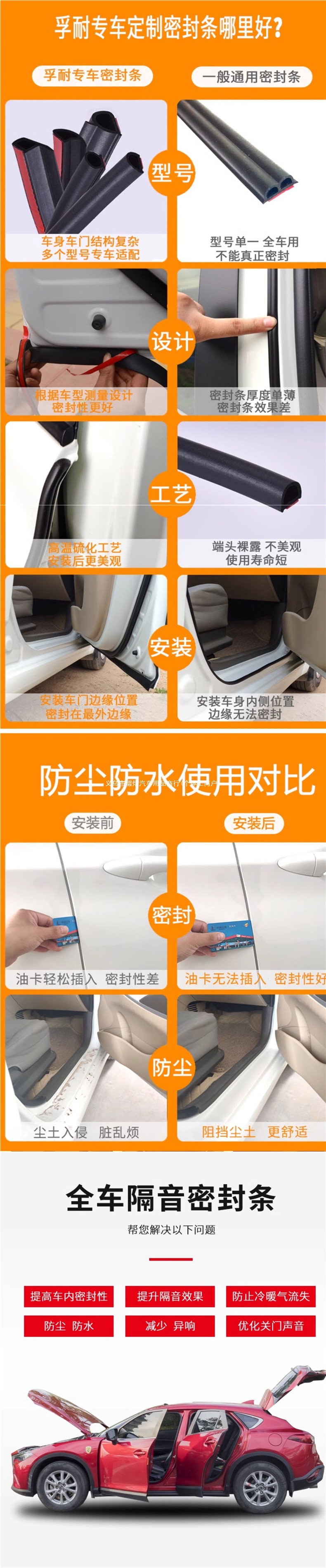 Suitable for new and old Toyota RAV4, sealing strip for car doors, soundproofing strip, full car dustproof modification, silent waterproof adhesive