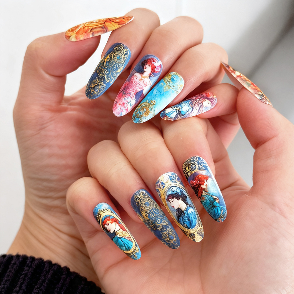 Arte barroco manicure de mujer comercio exterior corte retrógrado 30 piezas de uñas falsas europeas y americanas al por mayor
