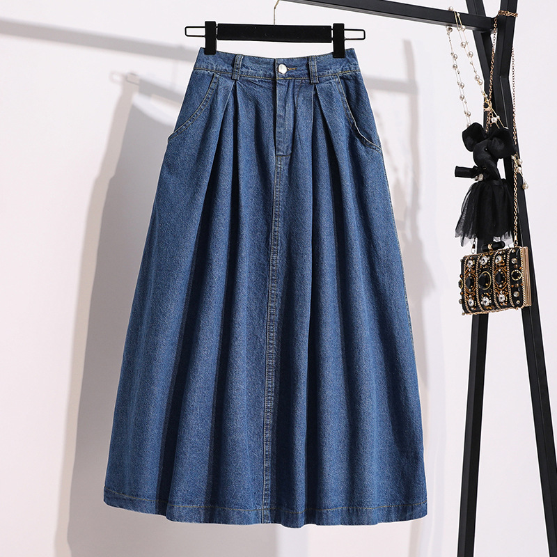 Real shot plus size Denim skirt mid-length skirt suitable for fat people fat sister high waist A denim skirt for women Real shot plus size Denim skirt mid-length skirt suitable for fat people fat sister high waist A denim skirt for women