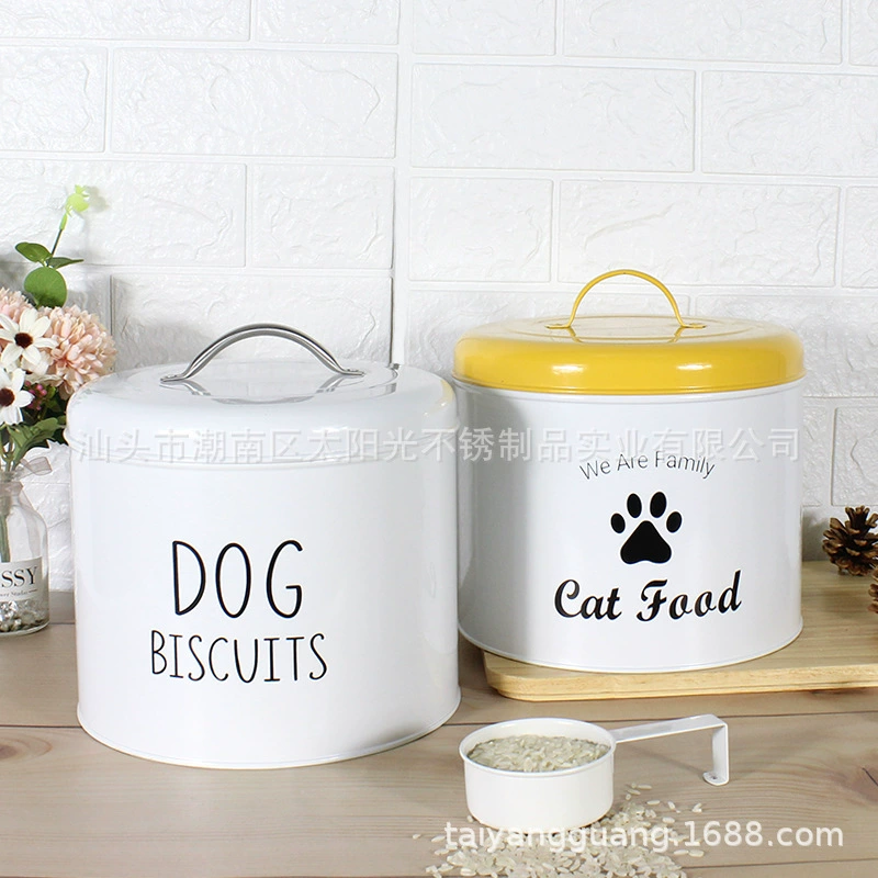 Контейнер для корма для животных в европейском стиле, овальный, из оцинкованной стали, для собак и кошек, влагонепроницаемый, герметичный, от производителя.