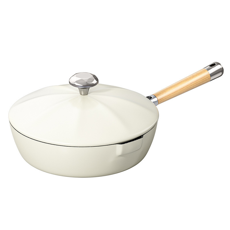 Nuevo wok frito de doble desvío, olla antiadherente de piedra médica doméstica, wok de humo de aceite ligero, estufa general, wok al por mayor