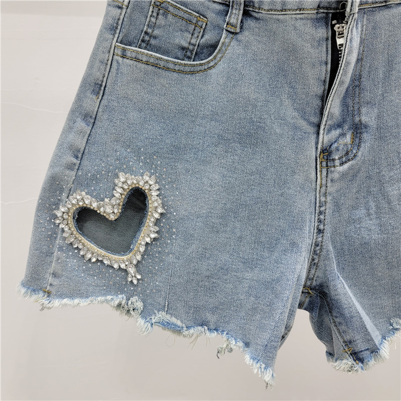 Pantalones Cortos Vaqueros con Pedrería de Poliéster Elásticos image 2
