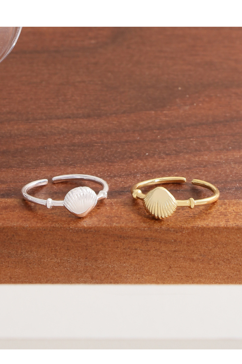 5g Weight Open Rings Classification 1 Piece Quantity Holiday, Travel, Daily Occasion 925 Sterling Silver Material Shell Pattern Women's Gender Plating Design Casual, Simple Style, Streetwear Style 925 Sterling Silver Shell Open Rings 1