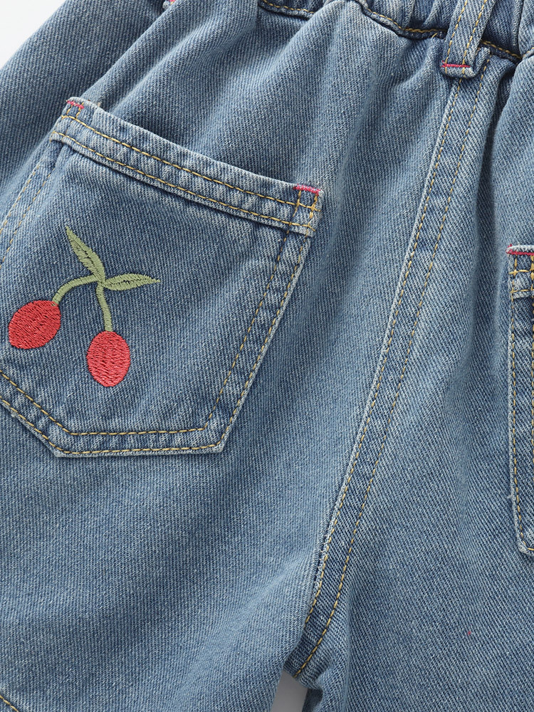 Malwee transfronterizo trajes infantiles niñas verano nueva camiseta de cuello redondo jeans casuales ropa infantil europea y americana