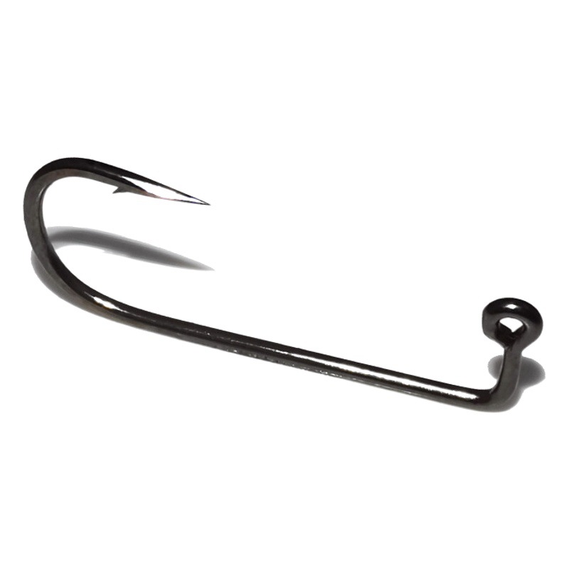 Triangular Knife Straight Angle Hook Black Nickel Single Hook AH01X Barbed Lead Head Hook Bare Hook Luya Soft Bait Fishing for Mandarin Fish
