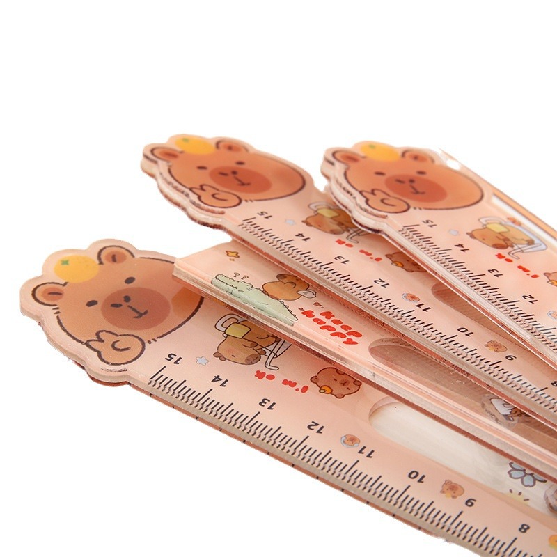 CyiMu Capibara Rock Regla 15cm Acrílico Regla de alto valor de la presión de los estudiantes Papelería