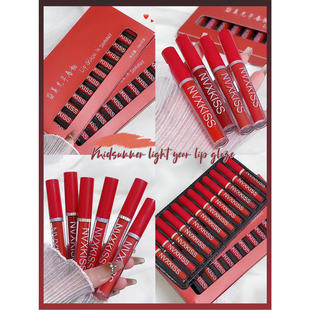 Wholesale 12-pack lip glaze is not easy to touch cup fade white net red with student lip glaze matte matte matte matte lip gloss