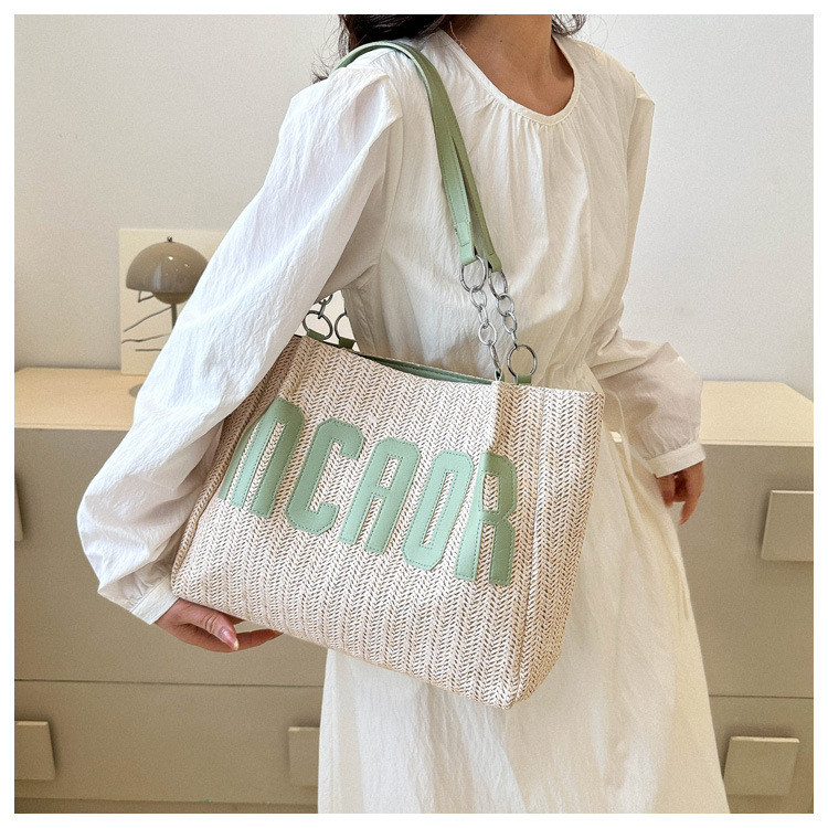 Large capacity fashion tote bag 2025 new style this year's popular woven single-shoulder bag underarm letter handbag wholesale undefined