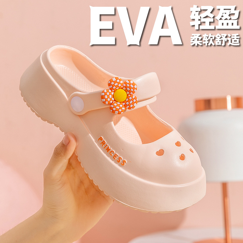 Factory direct Mary Jane cute toe shoes soft and comfortable thick soled hole shoes indoor and outdoor summer sandals for boys and girls