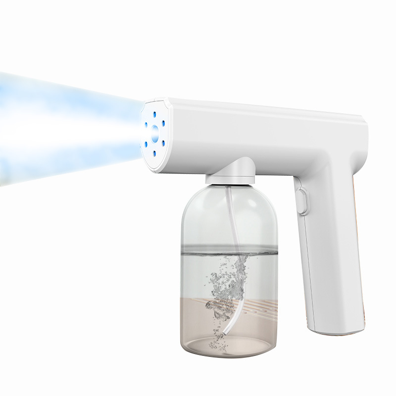 Factory Direct Sales Handheld Nano Spray Disinfection Gun Rechargeable Portable Blue Light Disinfection Atomization Gun Alcohol Sprayer