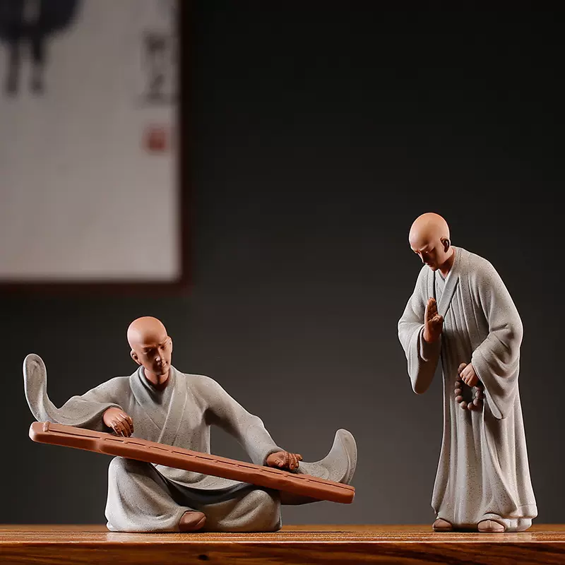 中式禅意小和尚摆件创意陶瓷家居客厅书房小沙弥茶桌桌面装饰摆设