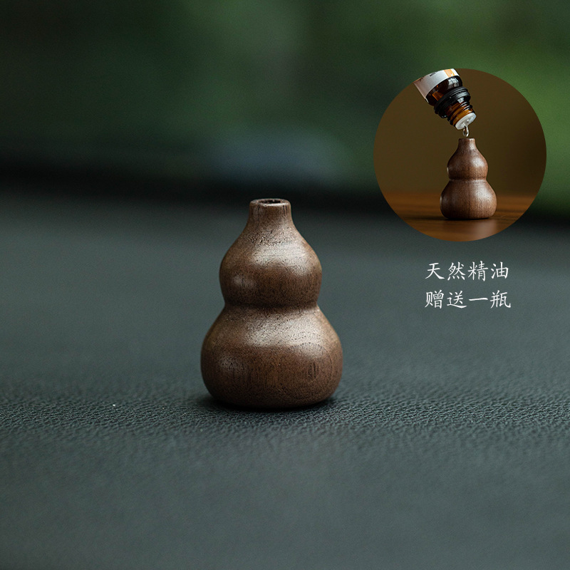 胡桃木小葫芦车载香薰汽车内饰香水出风口扩香精油车内摆件扩香器|undefined