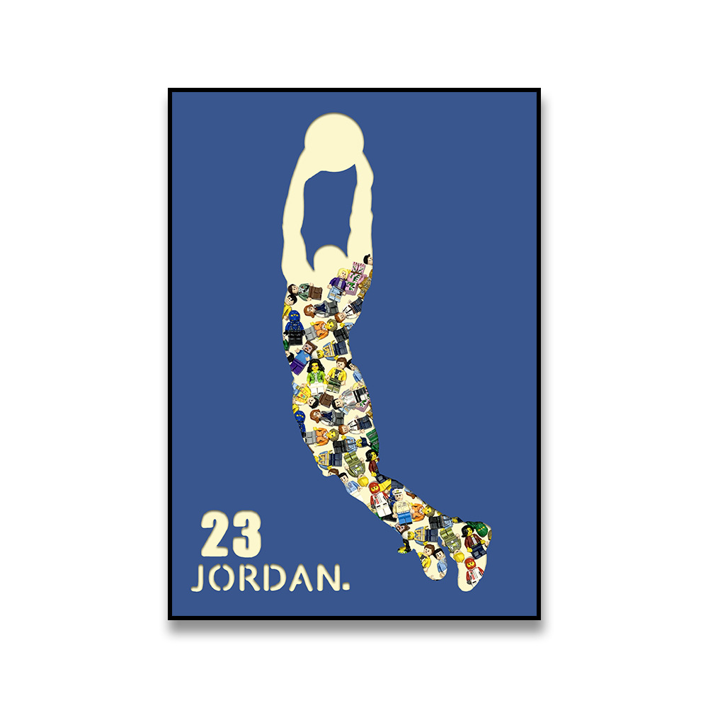 Lego bloques de construcción colgando pintura sala de estar pintura decorativa personalizada Jordan pasillo Kobe jugador de baloncesto tridimensional bloques de construcción de pintura