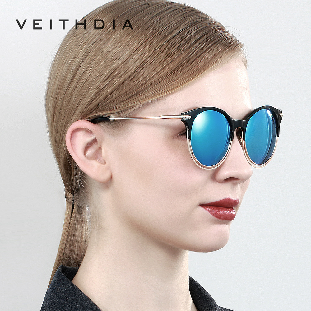 De moda de las mujeres ronda polarizada protección UV TR90 doble círculo ojo gato Gafas Sol 2023 nuevo en stock 3029