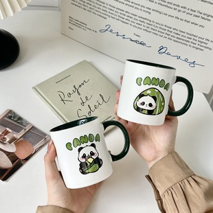 Cartoon Panda Ceramic Mug with Spoon Home Office Cup Girls High-Looking Souvenir Coffee Cup Water Cup