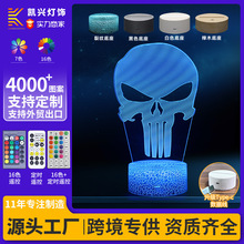 跨境专供万圣节系列骷髅头南瓜3D小夜灯LED触摸七彩USB创意礼品灯