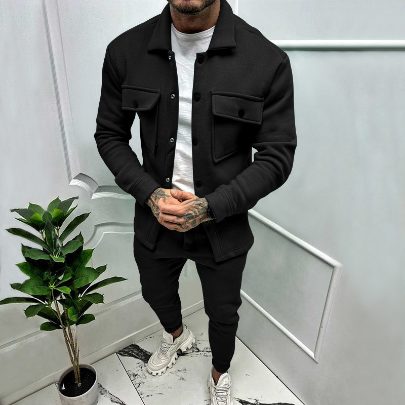 Herrenbekleidung 11 Farben Modeanzug 2 Stück Herrentrend Frühling und Herbst Qualität Baumwolle dicke Freizeitjacke Hosen Größe_voghion.com