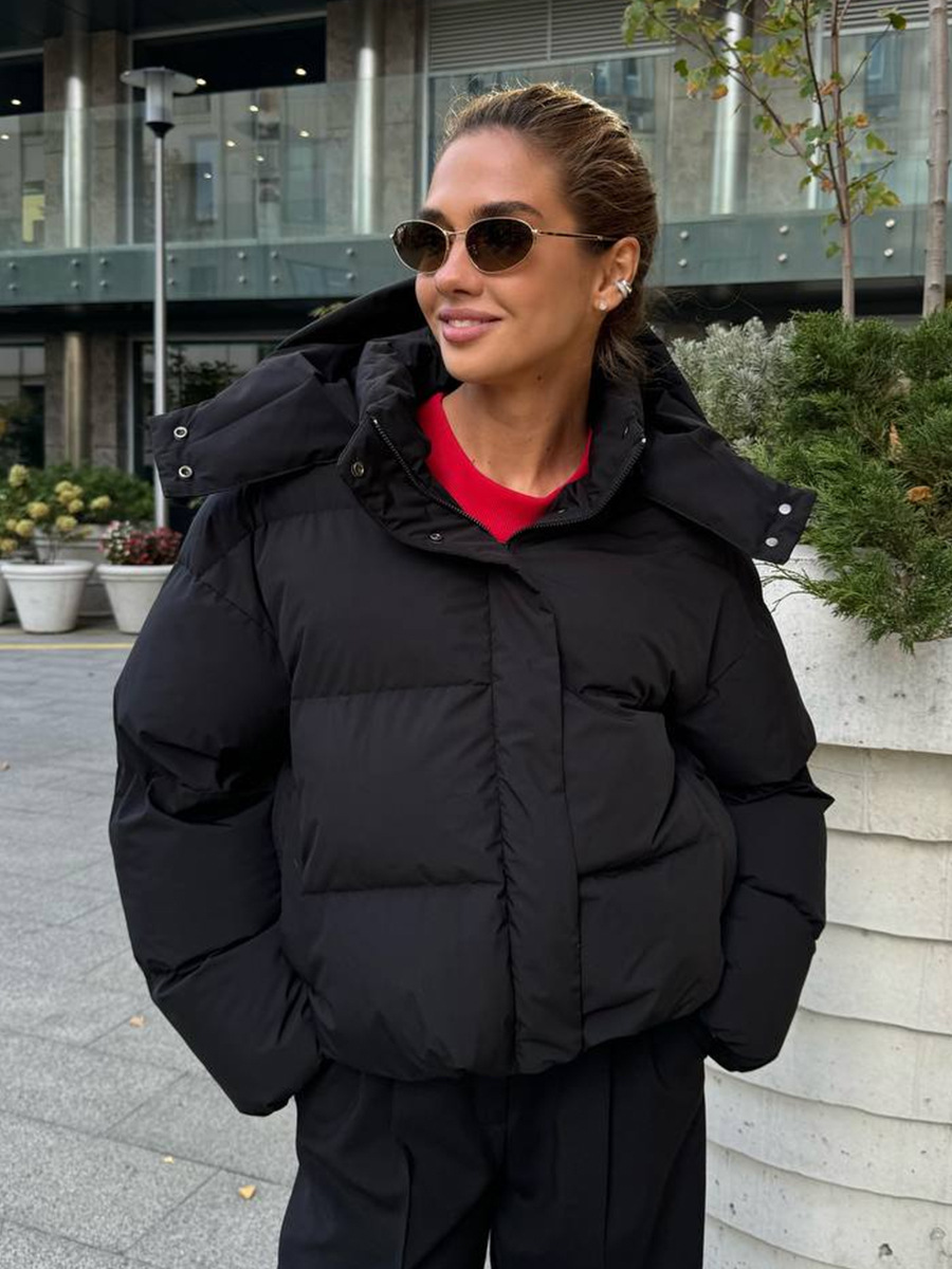 Capa de algodón transfronterizo para mujeres en invierno de 2025 Europa y América nueva chaqueta de algodón chaqueta de algodón suelta chaqueta corta con capuz image 4