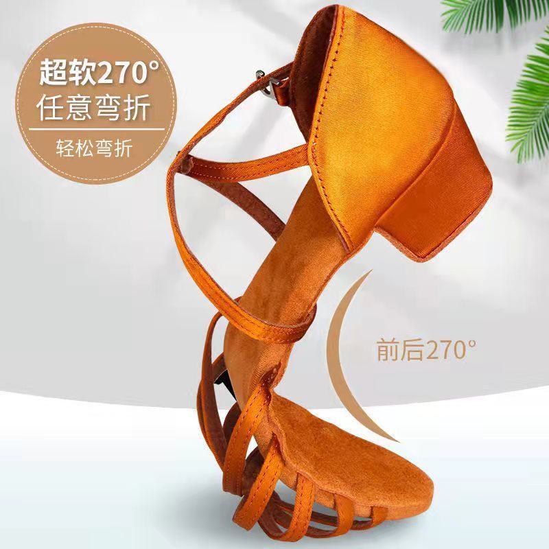 Latin Dance Shoes for Kidsren and Girls, High-End Performance Dance Shoes for Kidsren, Medium-Heeled Soft-Soled Practice Dance Shoes, Four-Season Dance Shoes