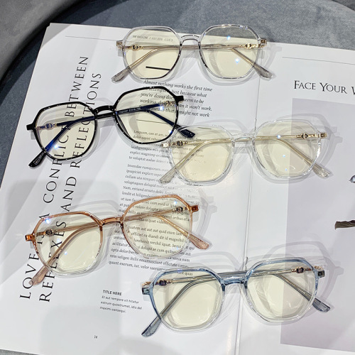 TR90 ultra-light blue light blocking glasses with polygon frame, popular model, suitable for natural face, slimming computer glasses, can be customized for myopia