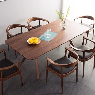 Solid Wood Dining Table Rectangular Dining Table Household Small Apartment Simple Square Dining Table Walnut Dining Table and Chair Combination