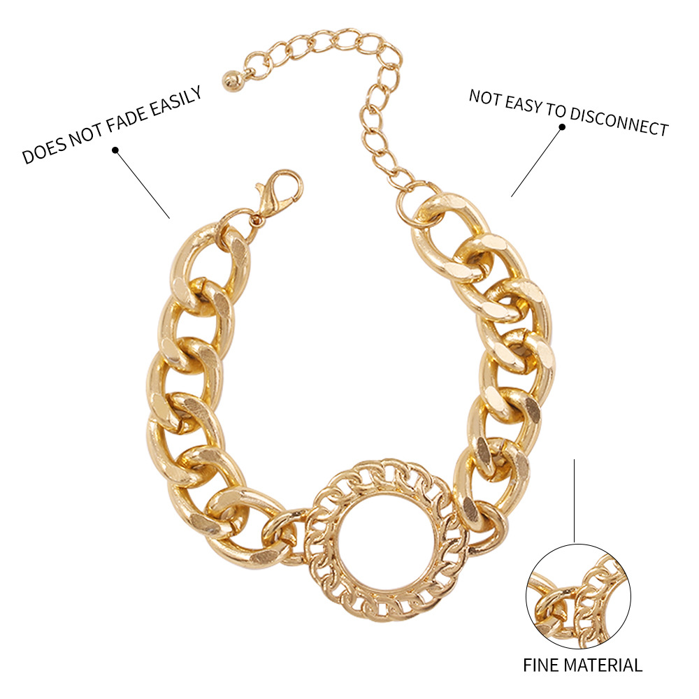 Nihaojewelry wholesale jewelry simple alloy geometric ring chain braceletpicture9