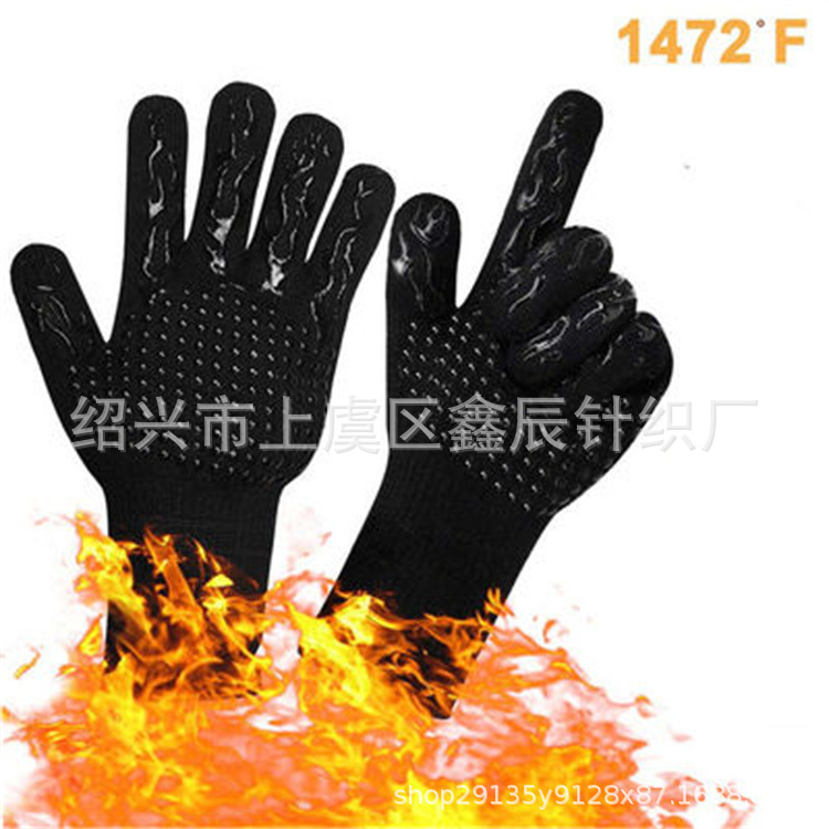 Bbq500 grados aramida resistente a altas temperaturas guantes ignífugos horno microondas aislamiento térmico hornear silicona barbacoa guantes