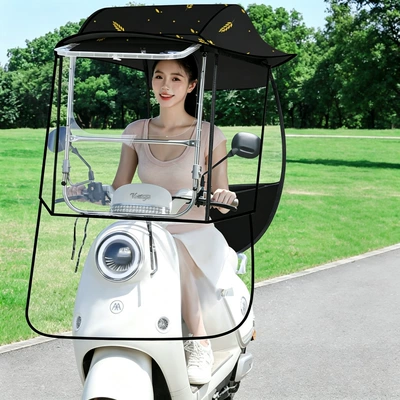 New model of electric vehicle Elektromobil üçün ön şüşə çətiri (günlük) - single-layerblack-gold-wheat-ears-one-size-fits-all
