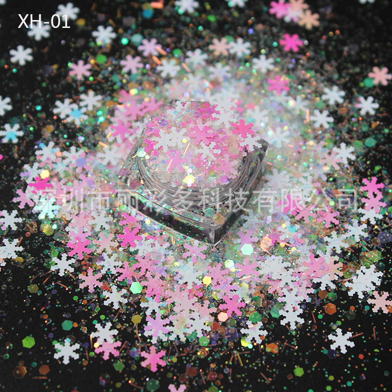 Christmas snowflake mixed sequins epoxy flow hemp handmade diy sequins mobile phone shell patch nail sequins glitter