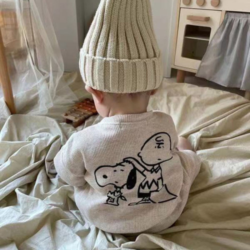 Korean version of ins children's clothing for infants and toddlers autumn new graffiti cartoon head sweatshirt pants suit two-piece set
