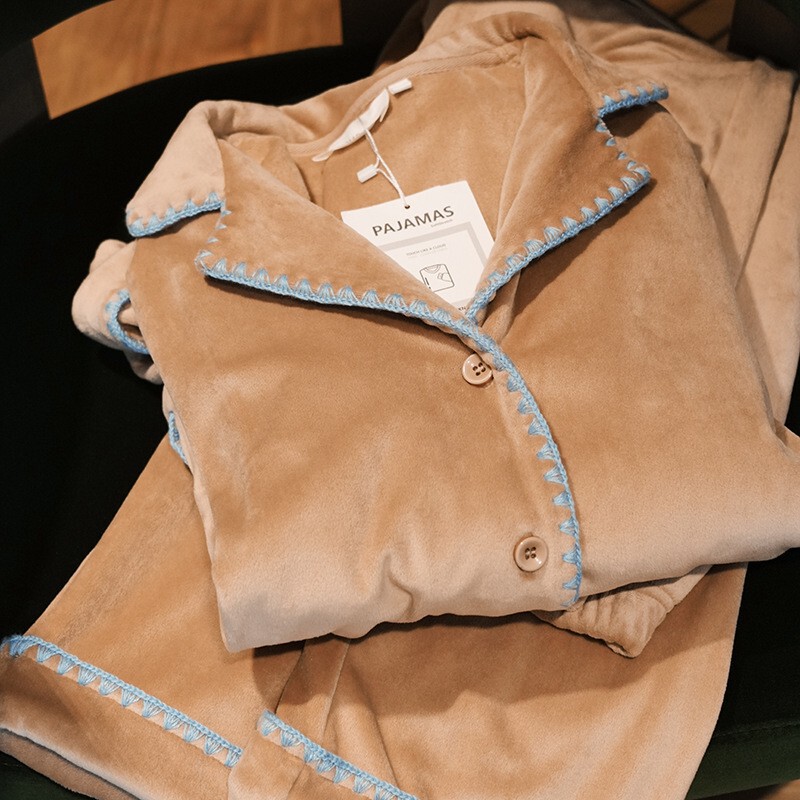 特价丝绒可外穿男女套装 秋冬加绒保暖情侣款睡衣裤家居服月子服|undefined