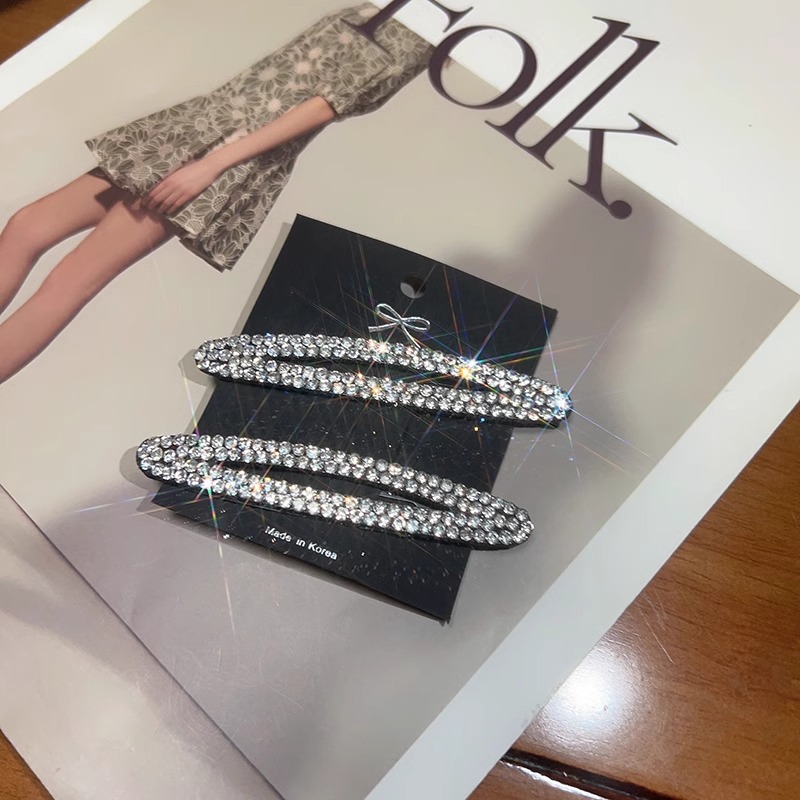 Horquilla con diamantes de imitación para mujer, modelo nuevo 2025, elegante pinza de pelo de alta gama para flequillo frontal y lateral, accesorio para el cabello.