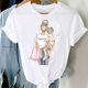 New Spring and Summer Parent-child Women's Casual Loose Short-sleeved Mother's Day Super Mom Printed T-shirt Short-sleeved